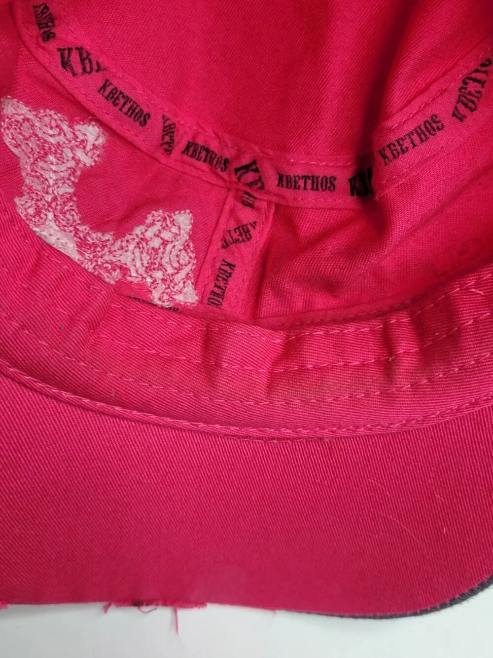 Y2k Kbethos bright pink studded cross scene queen cross mcbling cadet hat